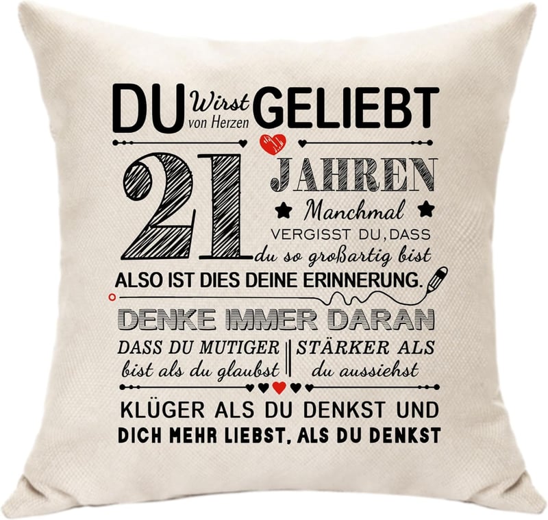 21. Geburtstag Kissenbezug Geschenk für Paare und Familie
