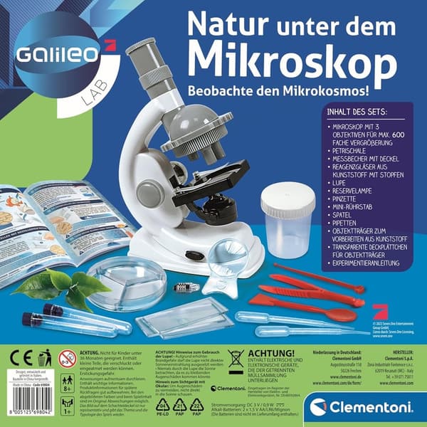 Clementoni Mikroskop für Kinder – Biologie-Labor ab 8 Jahren