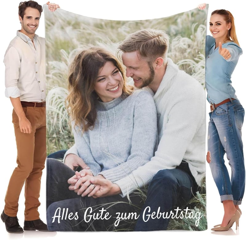 Personalisierte Fotodecke als Geburtstagsgeschenk für Paare