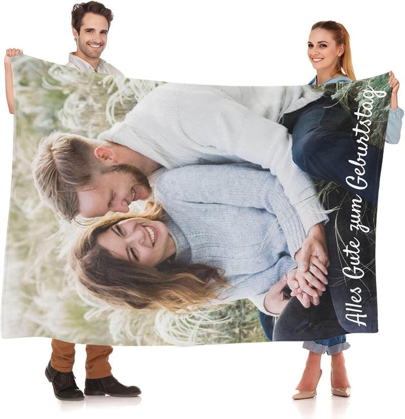 Personalisierte Fotodecke als Geburtstagsgeschenk für Paare