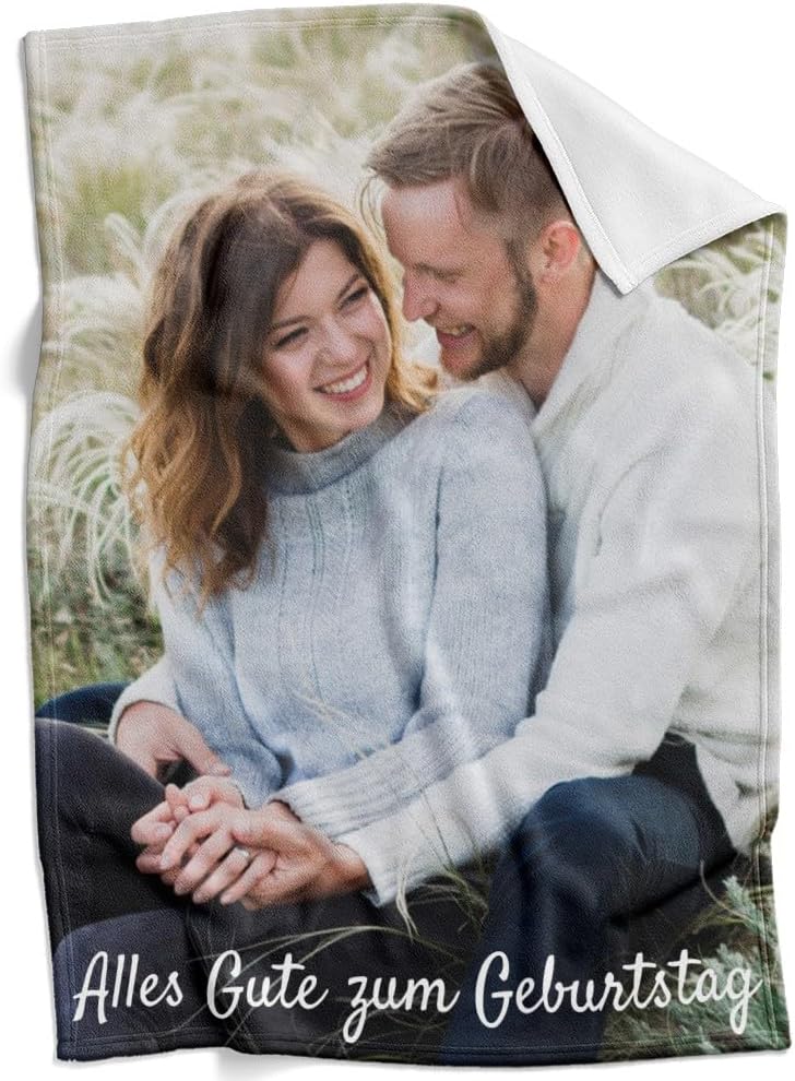 Personalisierte Fotodecke als Geburtstagsgeschenk für Paare
