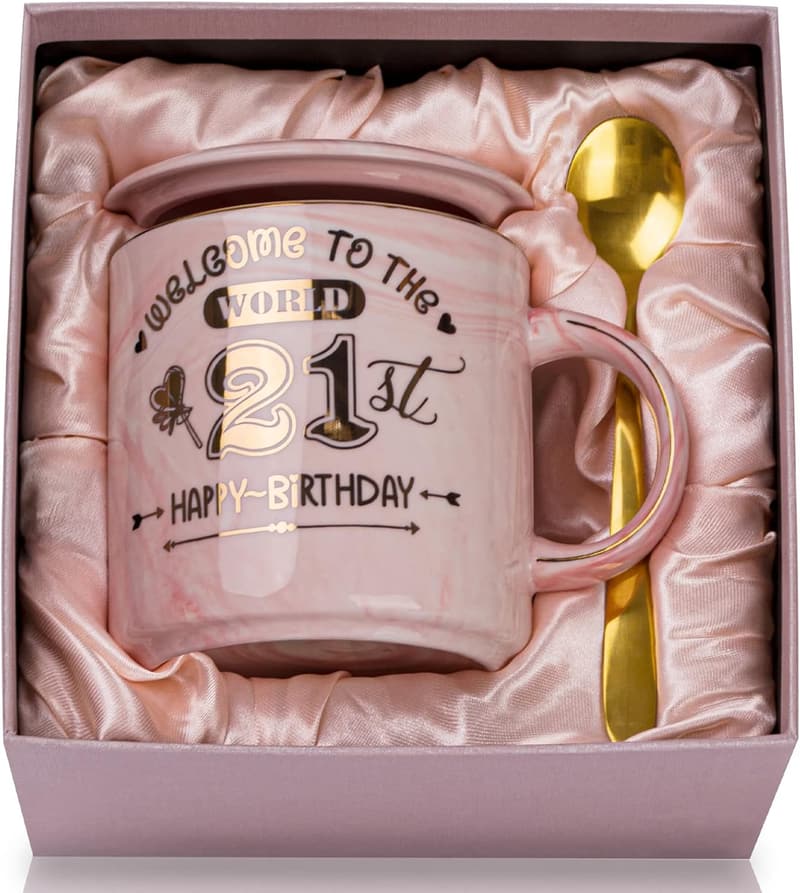 Geschenk zum 21. Geburtstag: 400ml Kaffeetasse mit Golddruck