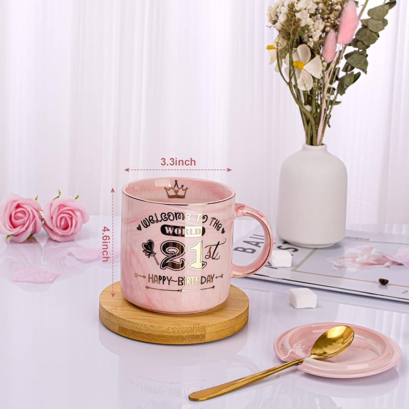 Geschenk zum 21. Geburtstag: 400ml Kaffeetasse mit Golddruck