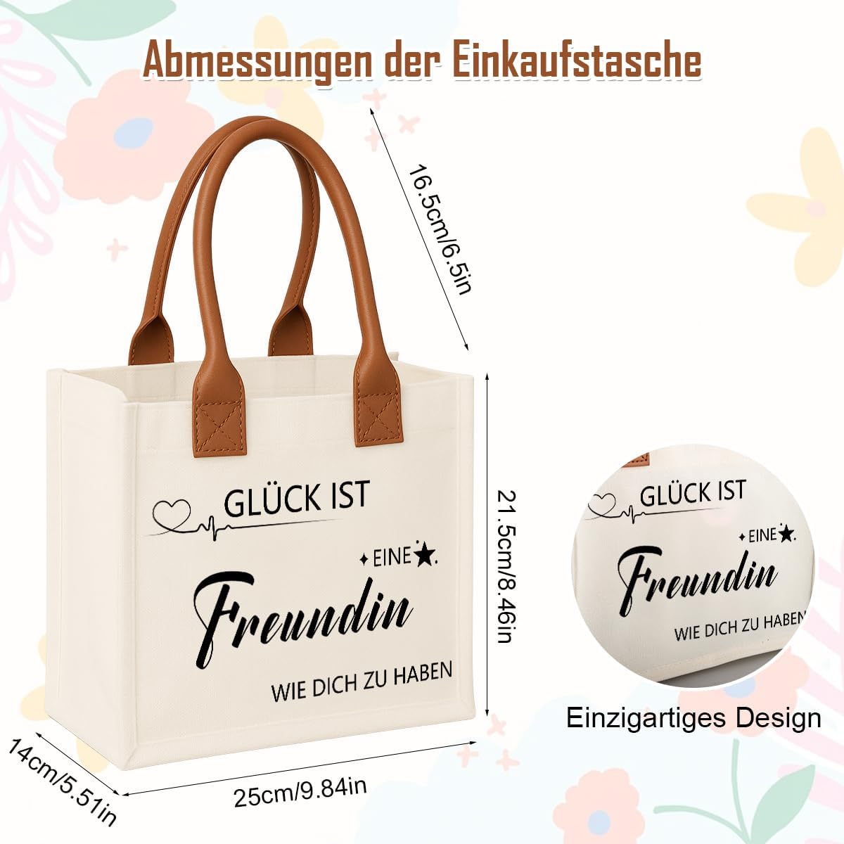 Personalisierte Canvas Einkaufstasche mit Spruch für Freundinnen