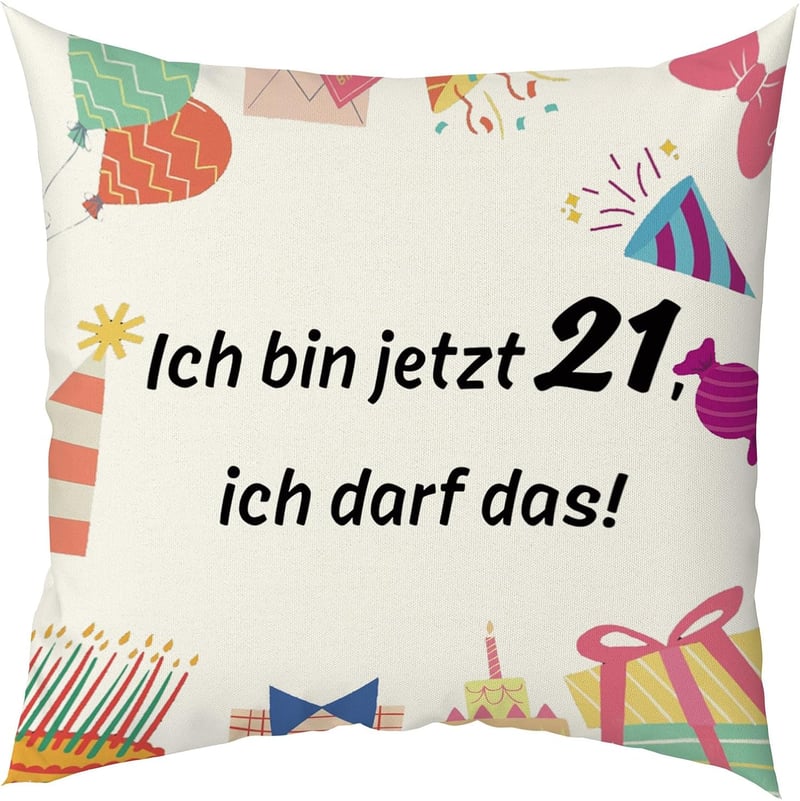 Kissenbezug zum 21. Geburtstag für Frauen und Männer