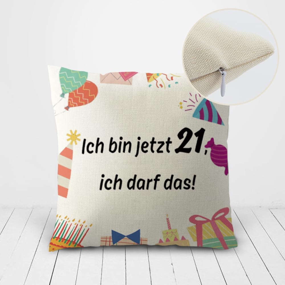 Kissenbezug zum 21. Geburtstag für Frauen und Männer