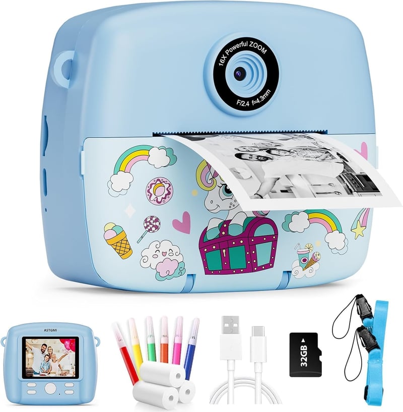 Sofortbildkamera für Kinder, 1080P HD mit Fotopapier, Geschenkidee