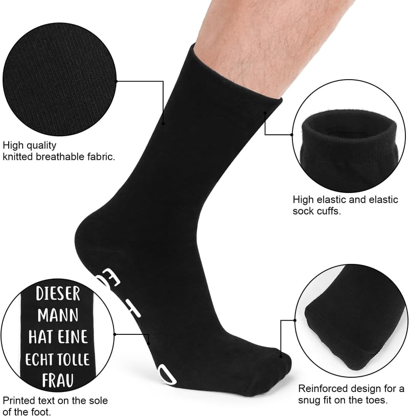 Lustige schwarze Socken für Männer, Geschenkidee zum Geburtstag