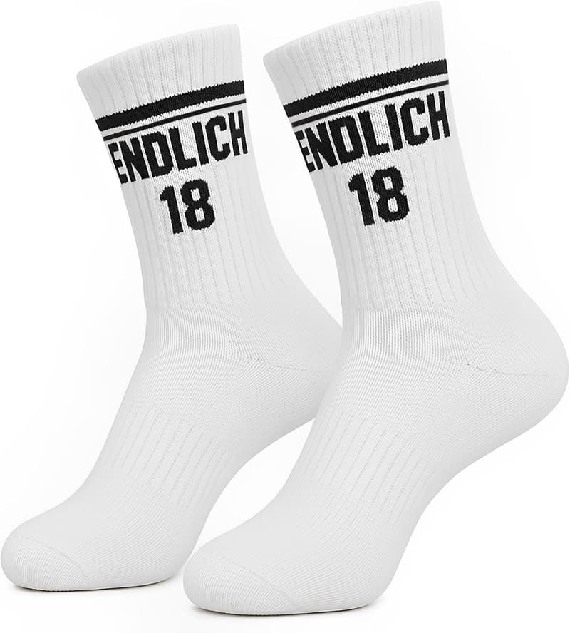 18. Geburtstag Socken für Jungen, Größe 39-45, Tennissocken