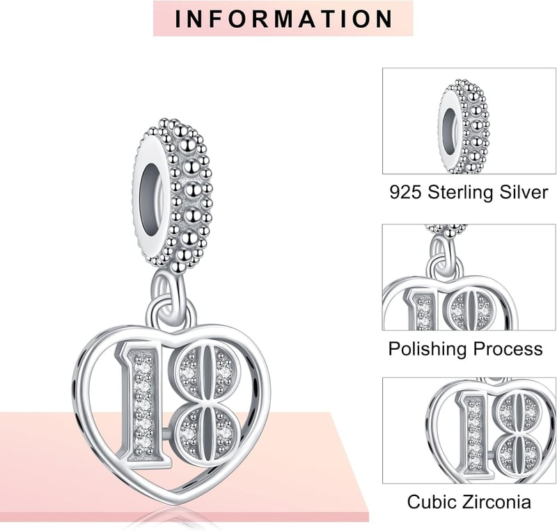 925 Sterling Silber Geburtstagsanhänger für Frauen, bedeutungsvolle Zahl