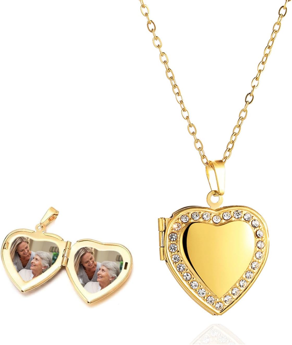 Herzkette aus Edelstahl mit Foto-Medaillon für Damen und Mädchen