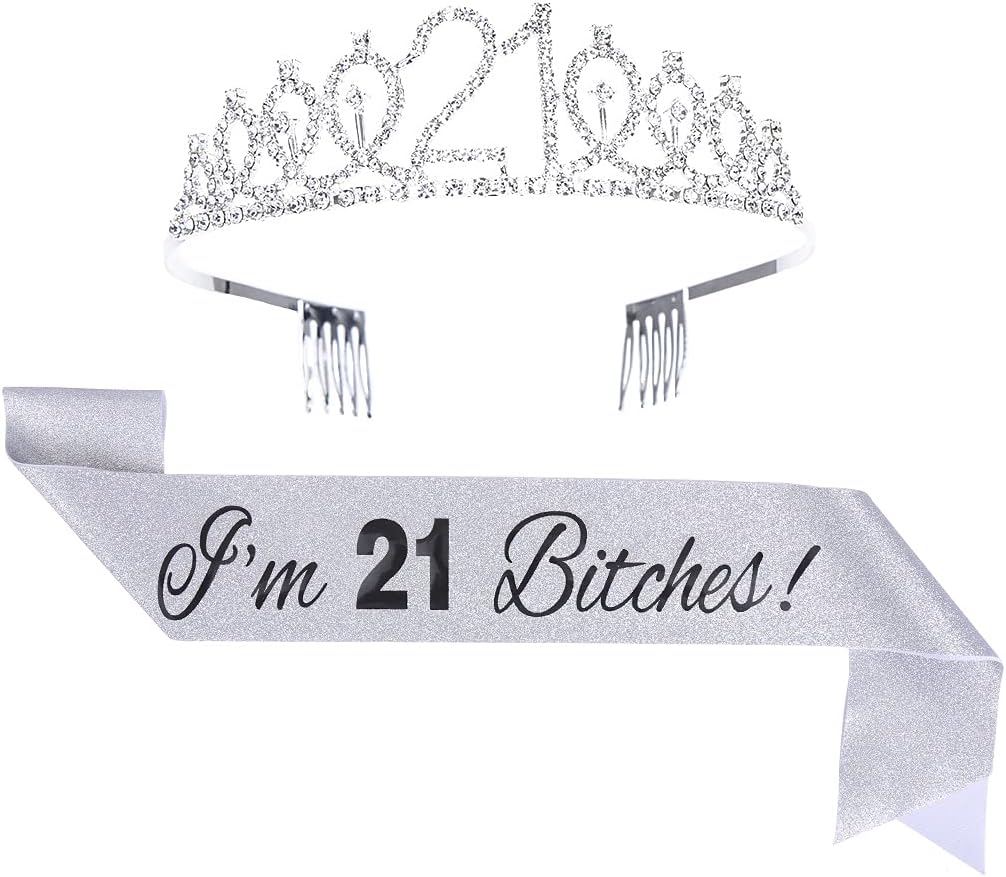 21. Geburtstag Tiara und Schärpe „I'm 21 Bitches“ für Mädchen