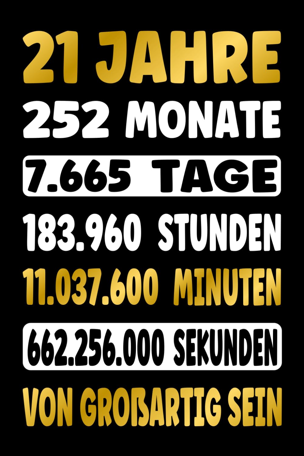 Liniertes Notizbuch zum 21. Geburtstag für Männer und Frauen