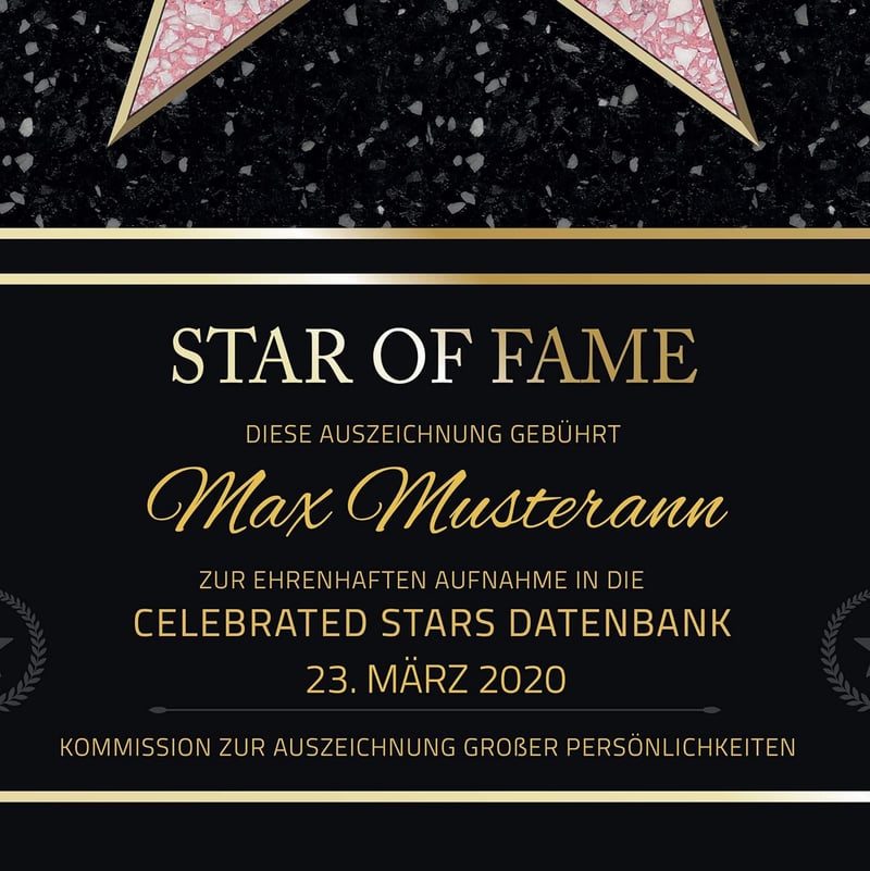 Personalisierte Urkunde im Hollywood-Stil für Paare mit Holzrahmen (DIN A4)
