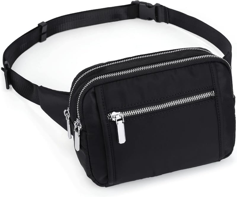 Wasserdichte Bauchtasche aus Nylon mit 3 Reißverschlusstaschen