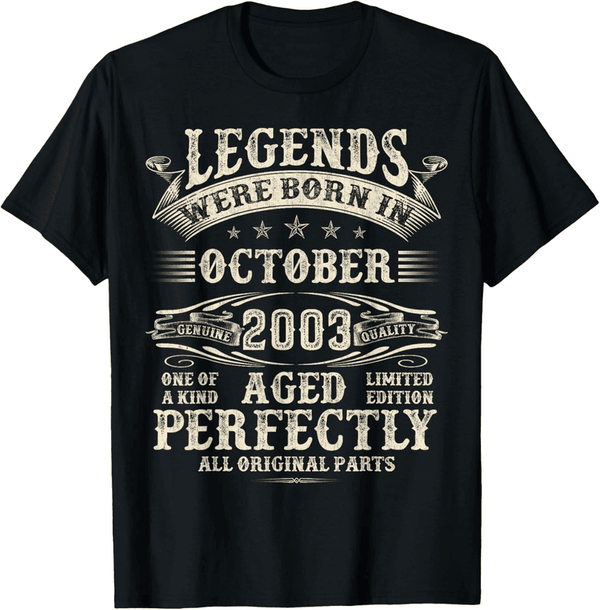 21. Geburtstag T-Shirt für Männer, personalisiert, Jahr 2003