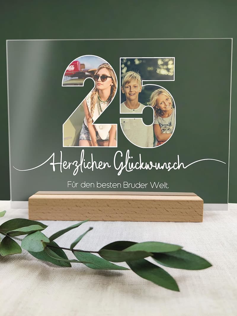 25. Geburtstag - Foto Acryl Tafel als Geschenkidee für Frauen und Männer