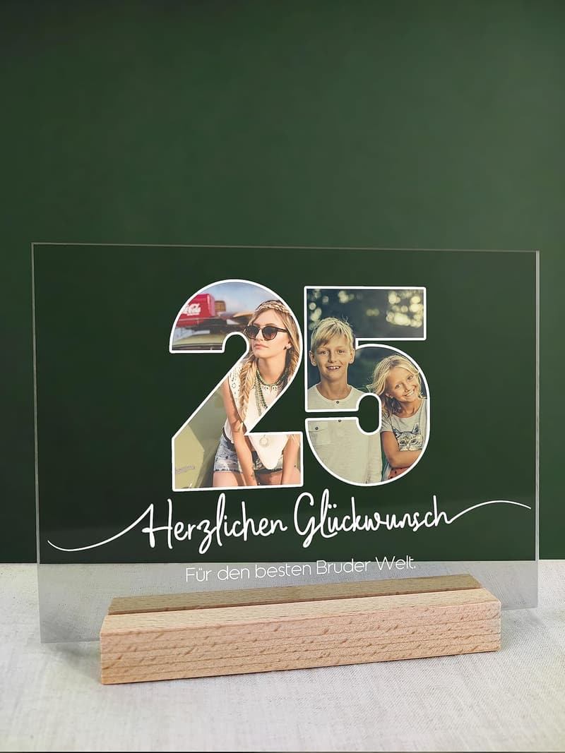 25. Geburtstag - Foto Acryl Tafel als Geschenkidee für Frauen und Männer