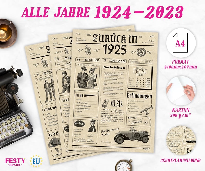 25. Geburtstag Karte für Frauen und Männer - Geburtstagsgeschenk 2000