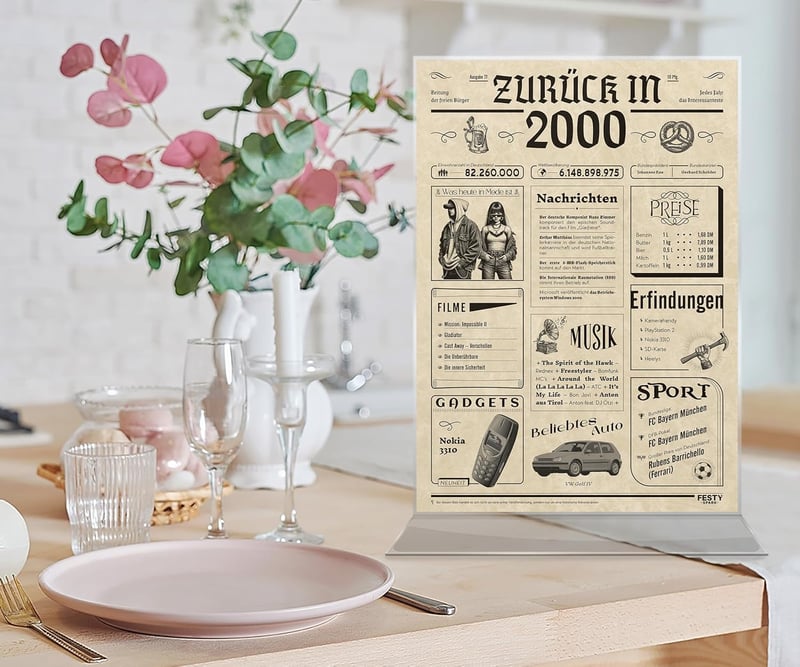 25. Geburtstag Karte für Frauen und Männer - Geburtstagsgeschenk 2000
