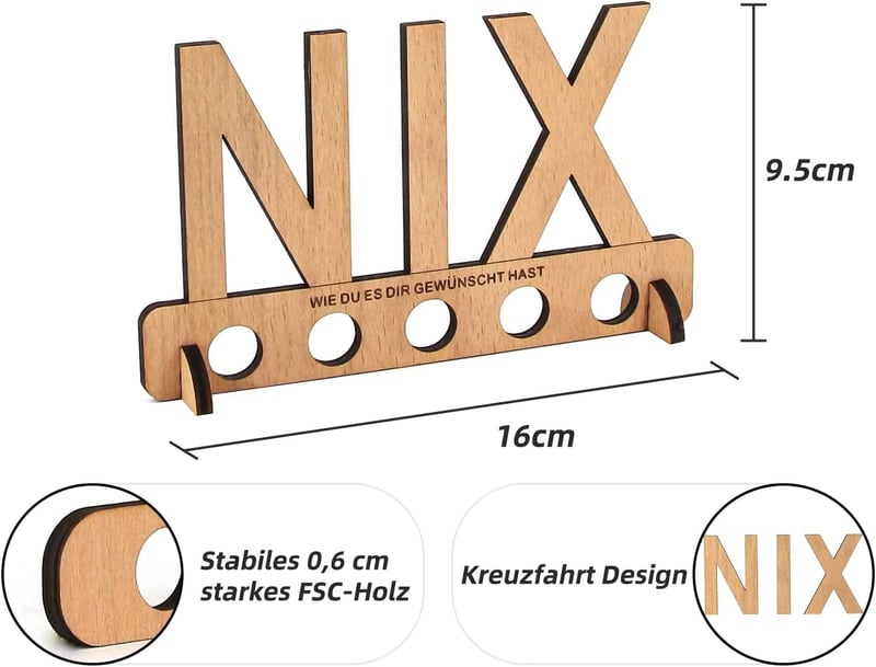 Originelles Geldgeschenk NIX aus Holz zum Geburtstag für Paare