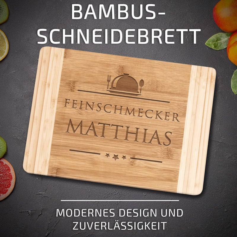 Bambus Schneidebrett mit Gravur 35x25 cm – ideales Geschenk für Männer