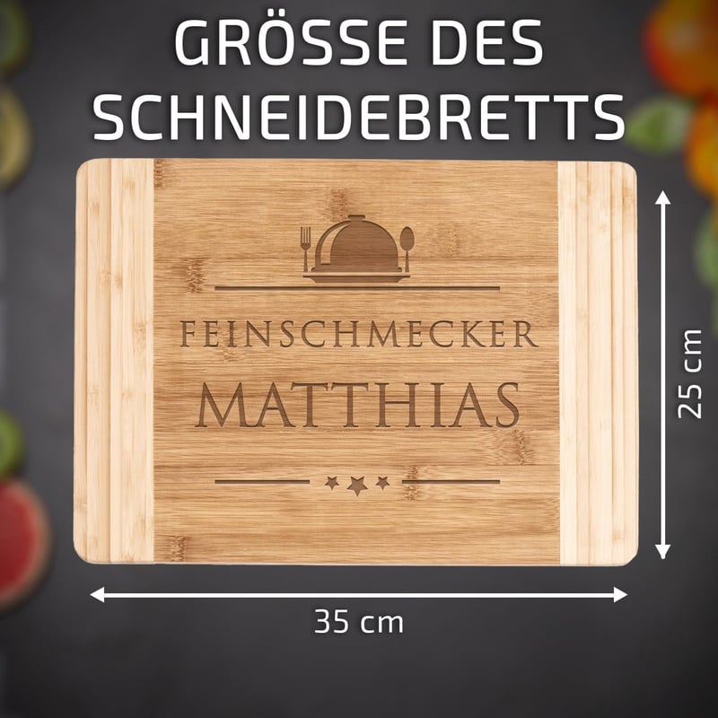 Bambus Schneidebrett mit Gravur 35x25 cm – ideales Geschenk für Männer