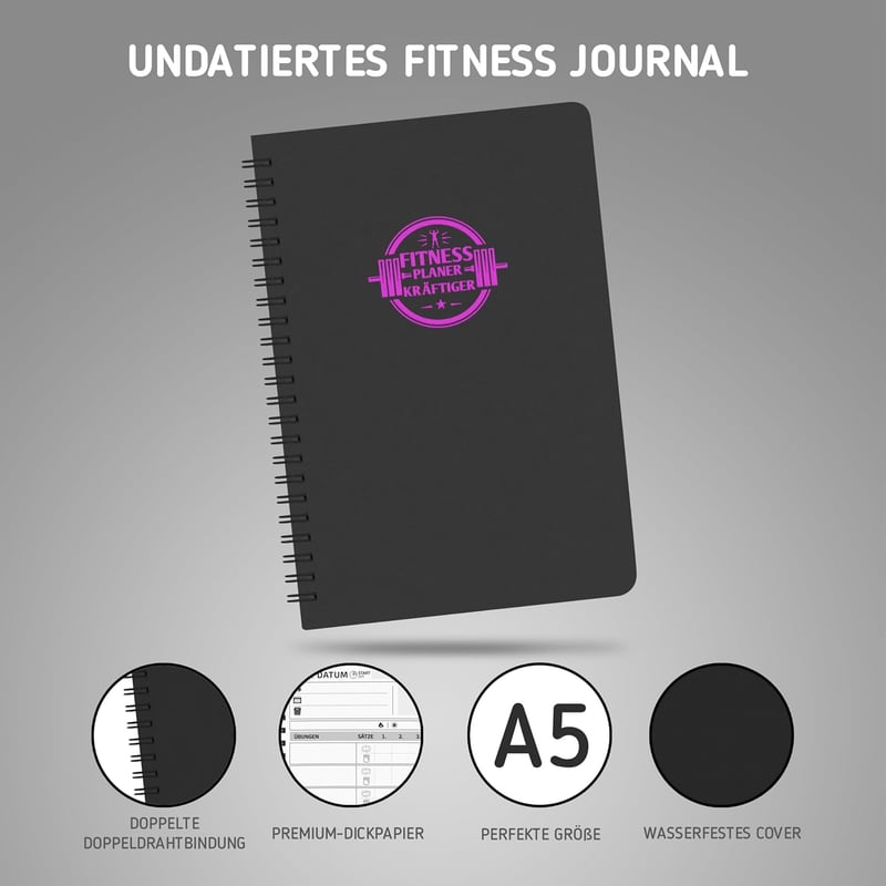 A5 Trainingstagebuch für Frauen – Schweißfestes Fitness Journal mit 186 Workouts