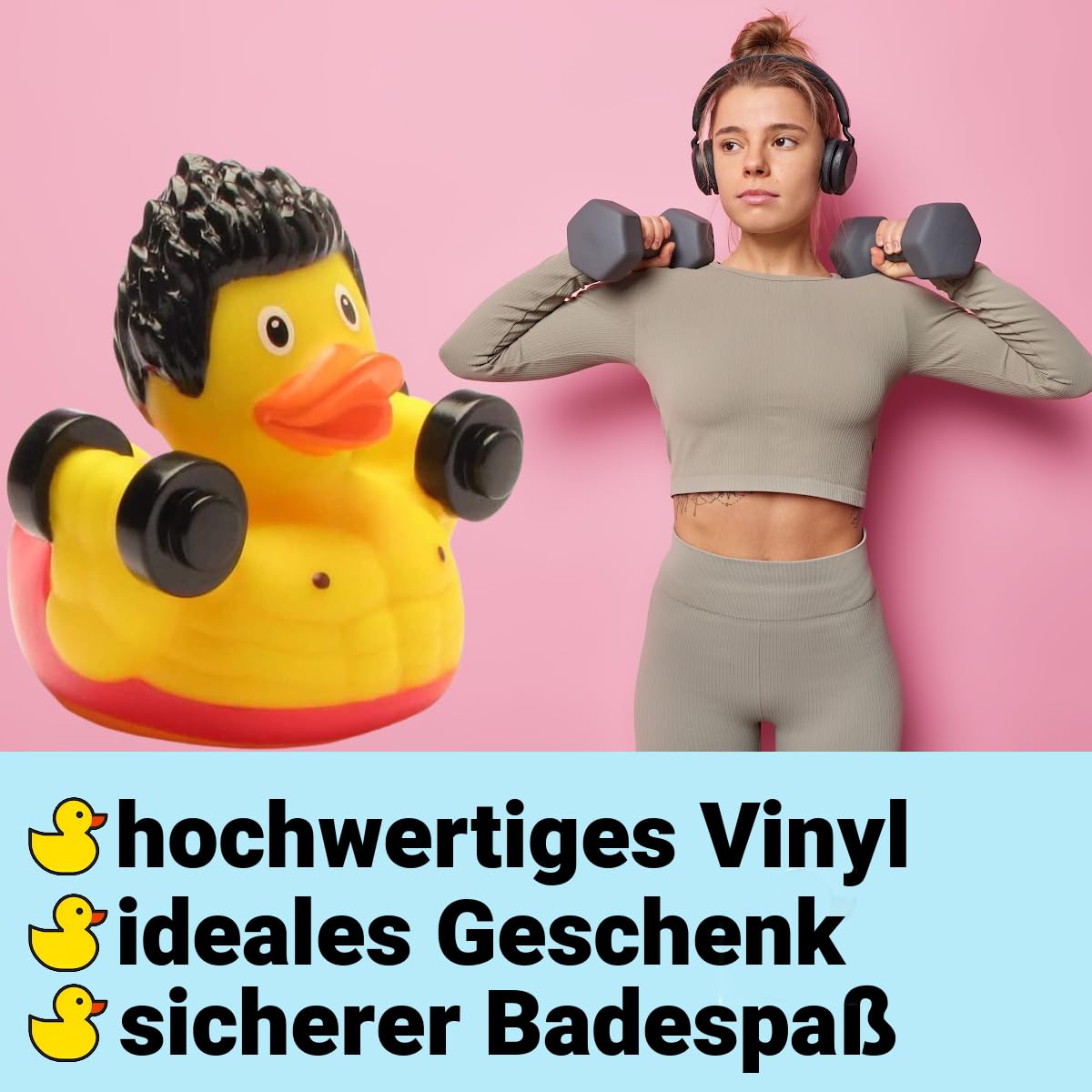 Badeente Bodybuilding mit Schlüsselanhänger – Geschenk für Fitness-Freaks