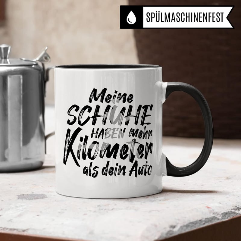 Humorvolle Kaffeetasse für Jogger – Geschenk für Läuferinnen
