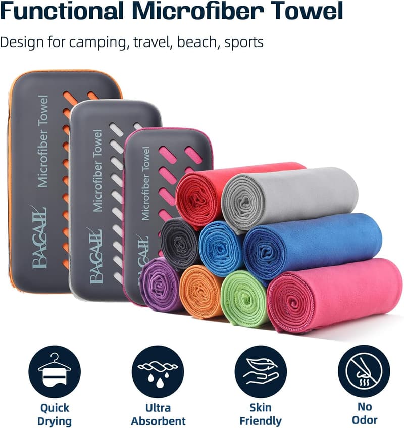 Kompaktes Mikrofaser-Handtuch mit atmungsaktiver Box - ideal für Sport und Reisen