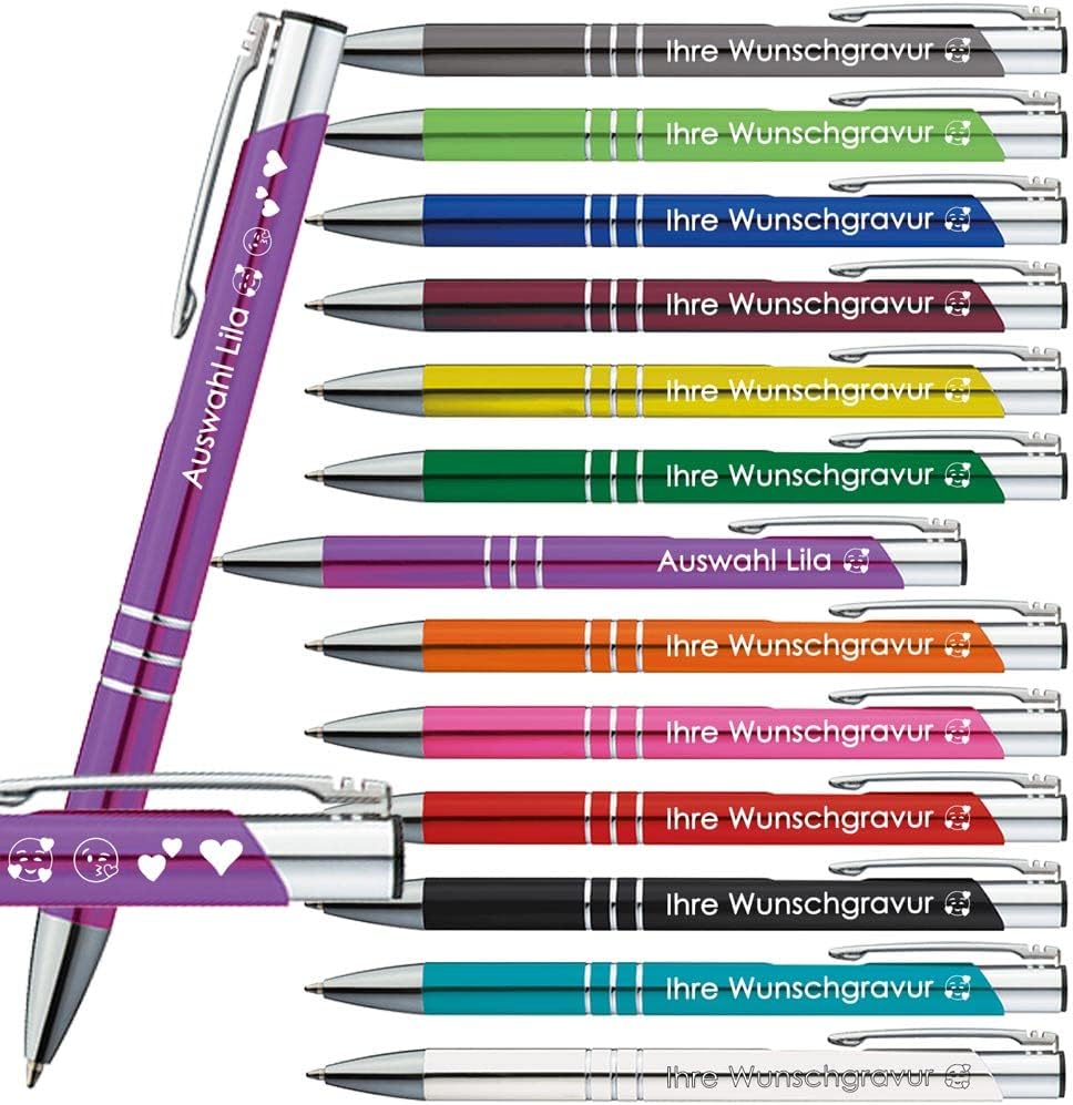 Personalisierte Kugelschreiber mit Gravur in 13 Farben (25 Stück)