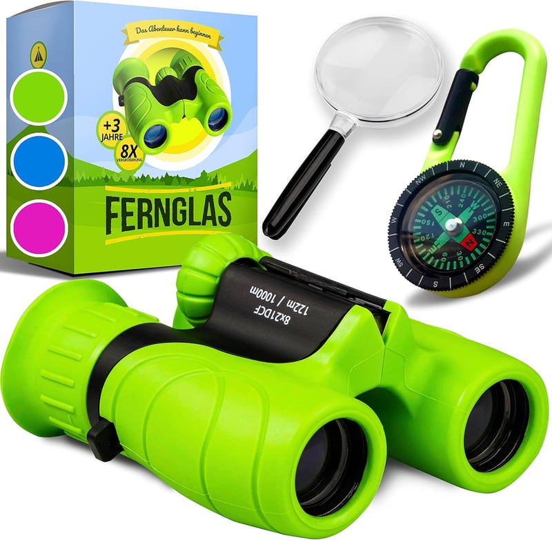 Fernglas für Kinder 8X21 - Geschenkset mit Lupe & Kompass