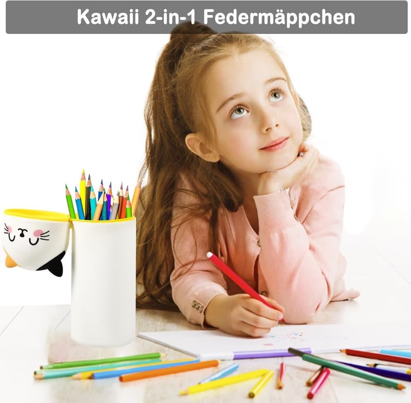Kawaii Silikon Federmäppchen 2-in-1 für Mädchen und Jungen
