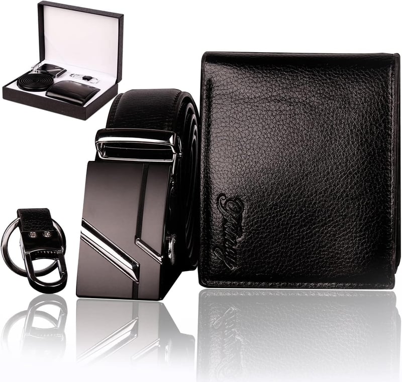Herren-Geldbörsen-Set als Geschenk für Männer zum Geburtstag oder Vatertag (schwarz)
