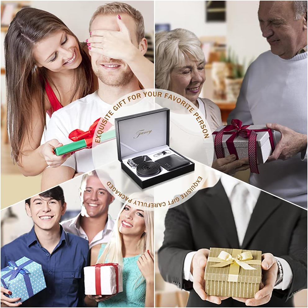 Herren-Geldbörsen-Set als Geschenk für Männer zum Geburtstag oder Vatertag (schwarz)