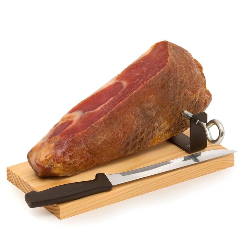 MINI-JAMON SERRANO Geschenkset mit Holzständer und Schinkenmesser