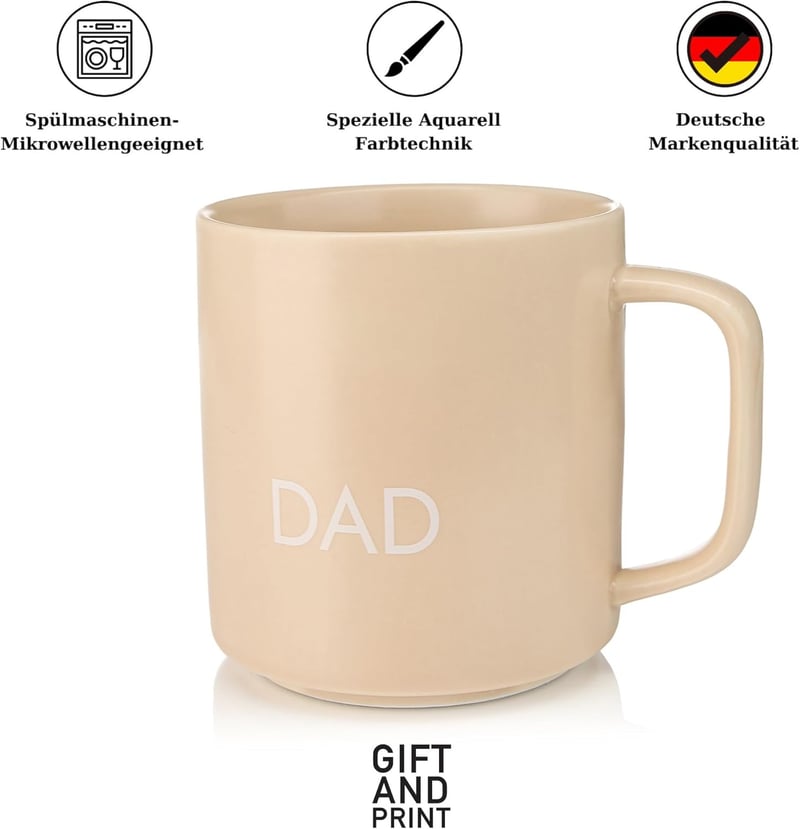 Tasse für werdende Väter – Keramikkaffeebecher in Beige, 250 ml