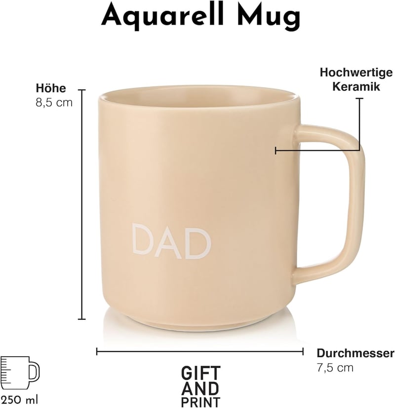 Tasse für werdende Väter – Keramikkaffeebecher in Beige, 250 ml