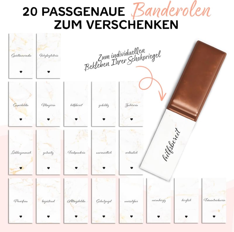 Aufkleber Set für Merci Schokolade 250g Box – Persönliches Dankeschön