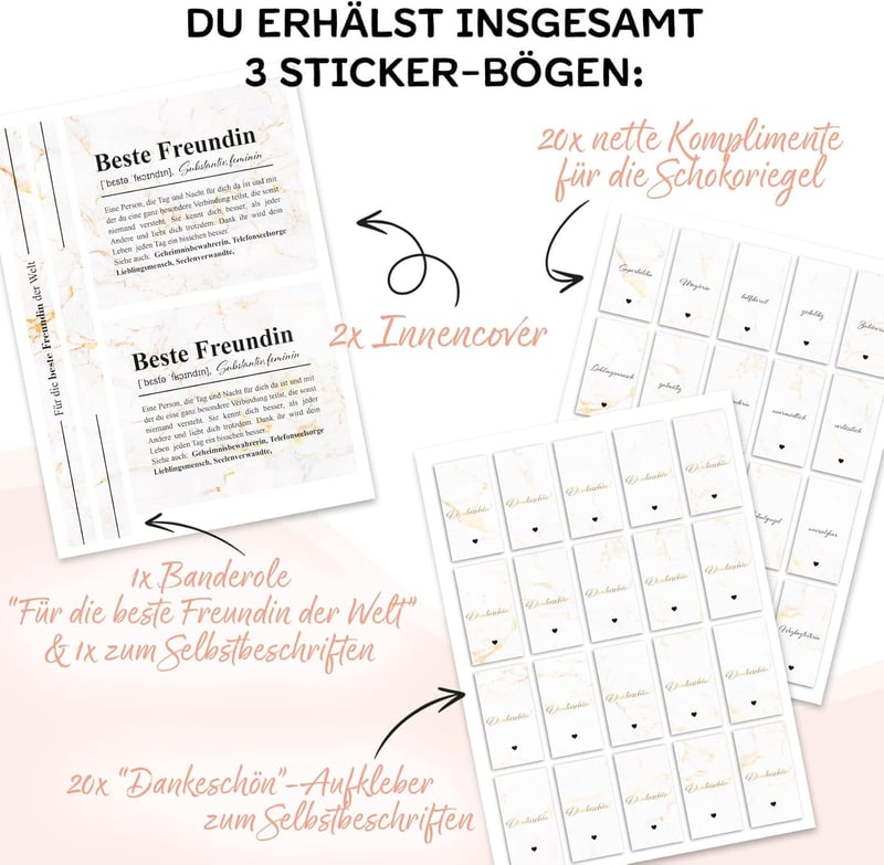 Aufkleber Set für Merci Schokolade 250g Box – Persönliches Dankeschön
