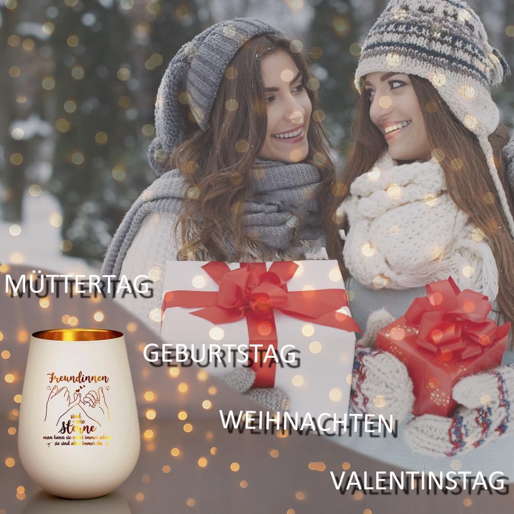 Windlicht aus Glas für Frauen – Geschenk zum Geburtstag und Weihnachten