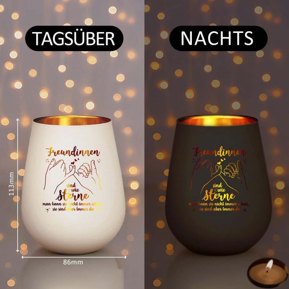 Windlicht aus Glas für Frauen – Geschenk zum Geburtstag und Weihnachten