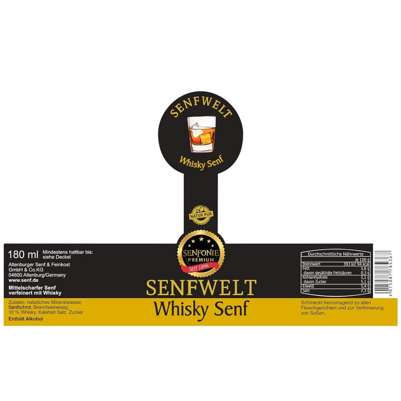 Altenburger Senf mit Whisky, leicht körnig, 180 ml