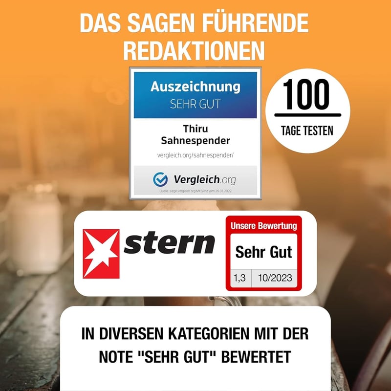 Sahnesyphon mit Toolbox und eBook – 100 Tage Test, Schwarz