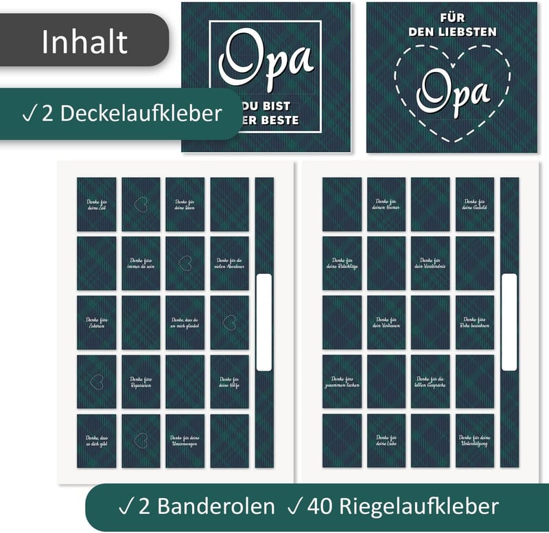 Aufkleber-Set für Opa - Kreative Geschenkidee ohne Schokolade