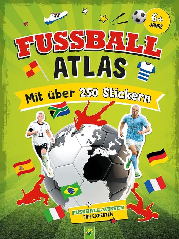 Fußball-Atlas mit 250 Stickern – Faktenbuch für Kinder ab 6 Jahren