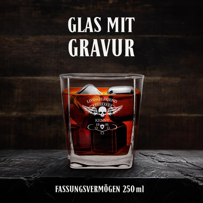 Personalisierte Whiskygläser mit Gravur für Männer – 250 ml