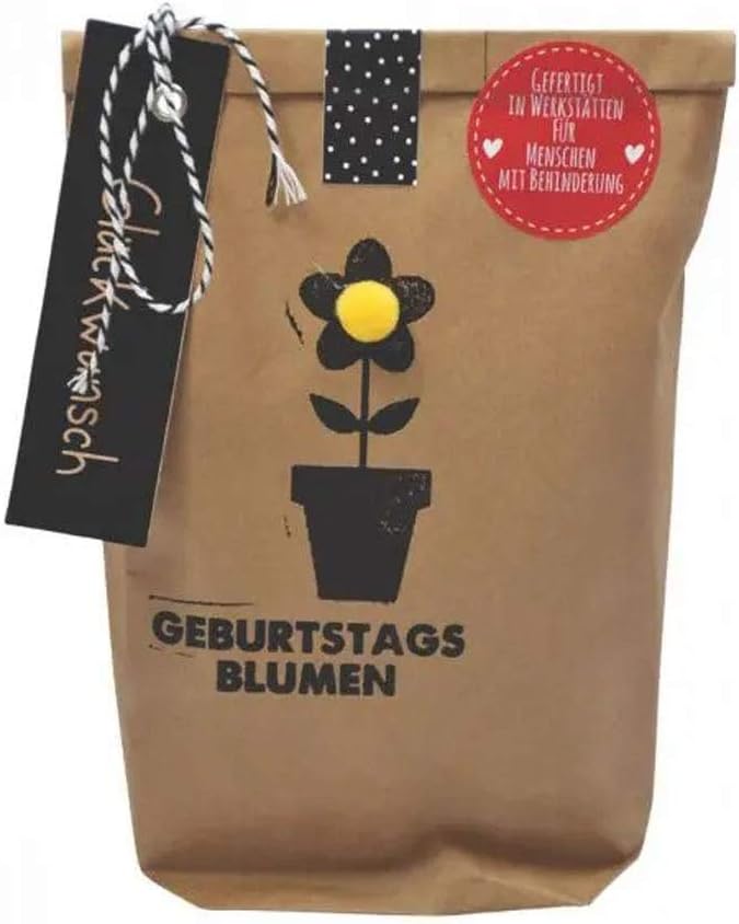 Blumige Handtasche zum Geburtstag, Eimerform, braun, unisex