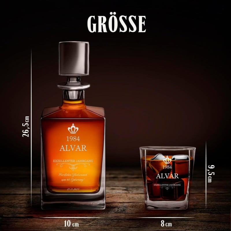 Personalisierte Whisky Karaffe mit Whiskygläsern für Männer, 810 ml